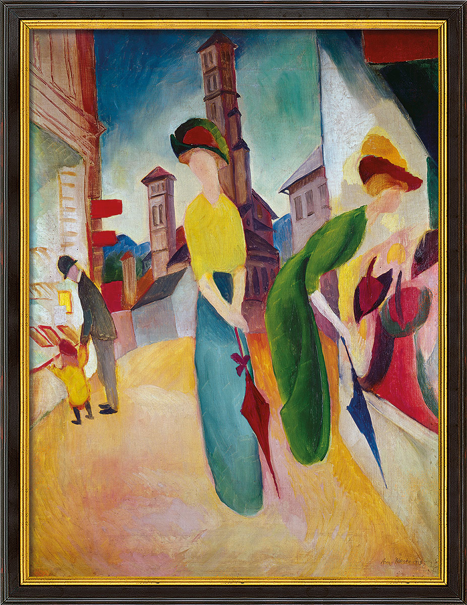 August Macke: Bild 'Vor dem Hutladen' (1913), gerahmt