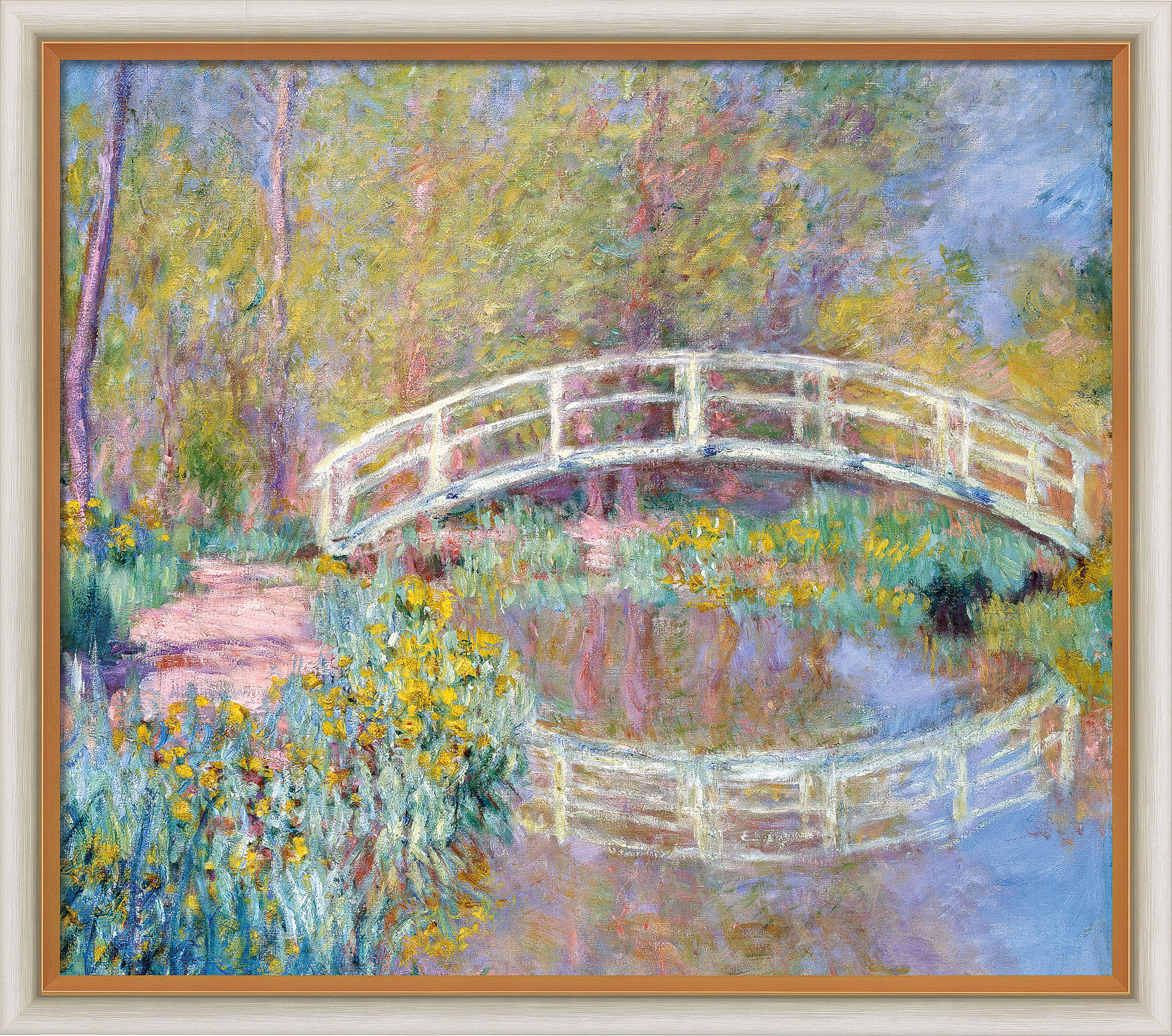 Claude Monet: Bild 'Brücke in Monets Garten' (1900), Version hell gerahmt