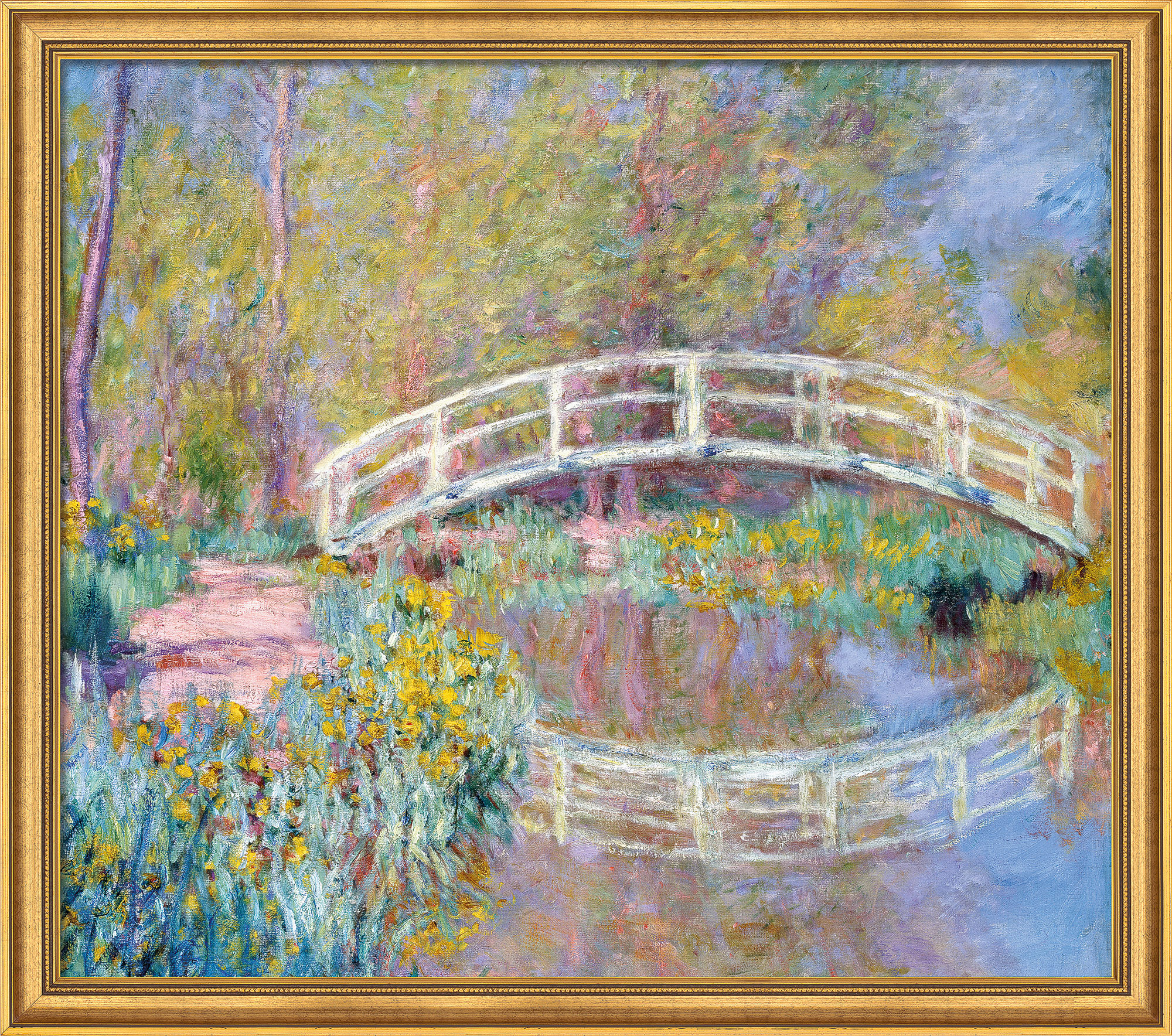 Claude Monet: Bild 'Brücke in Monets Garten' (1900), Version goldfarben gerahmt
