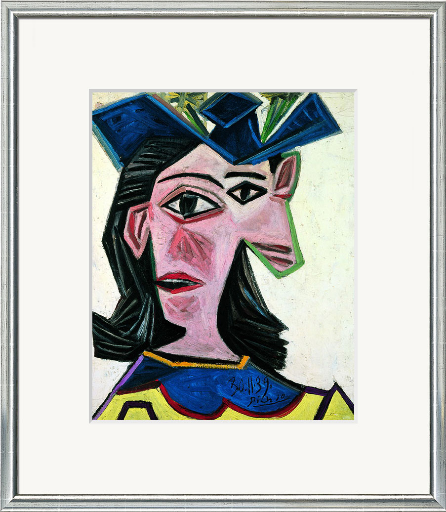 Pablo Picasso: Bild 'Frauenbüste mit Hut (Dora)' (1939), gerahmt