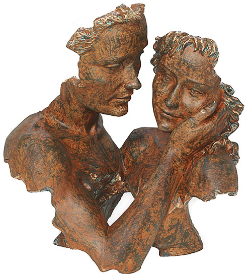 Angeles Anglada: Skulptur 'Beieinander', Kunstguss Steinoptik