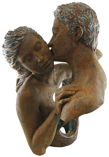 Angeles Anglada: Skulptur 'Contact', Kunstguss Steinoptik