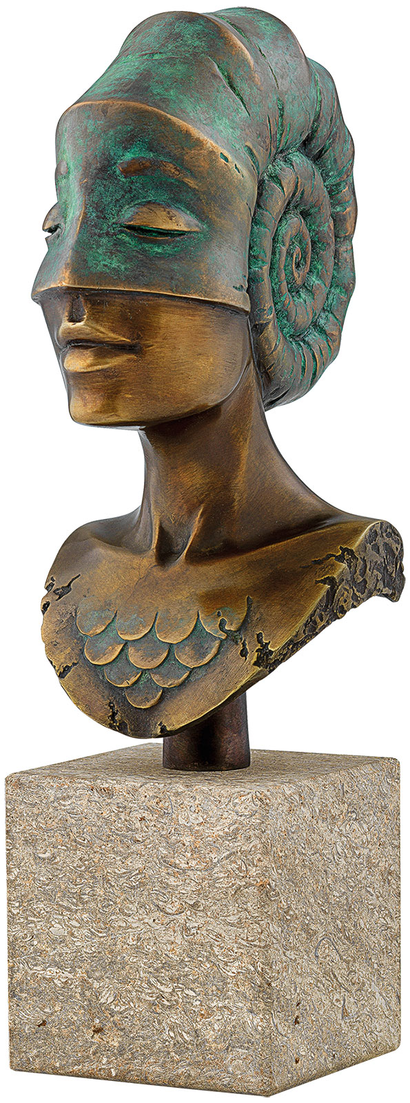 Michael Becker: Büste 'Kopf der Ammonite', Version in Bronze, Skulptur