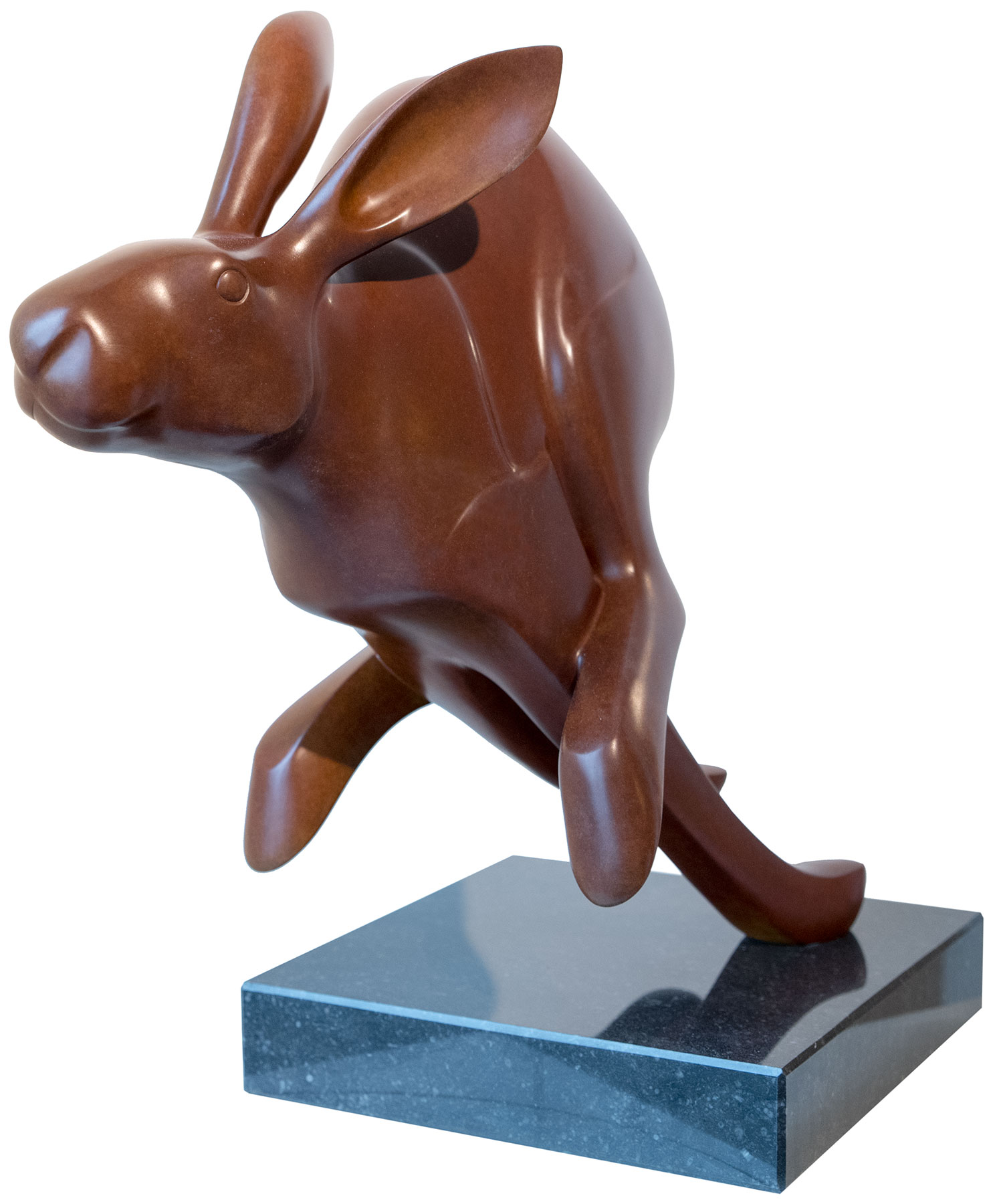 Evert den Hartog: Skulptur 'Laufender Hase Nr. 3', Bronze braun