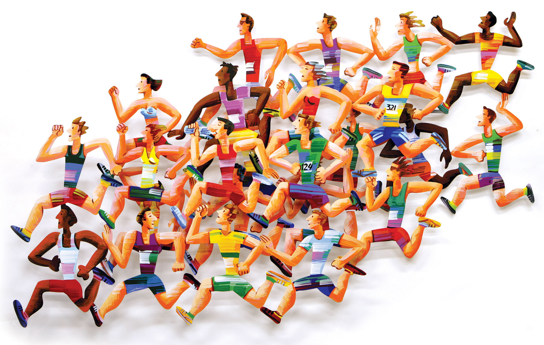 David Gerstein: 3D-Wandskulptur 'Long Distance Runners' (2004), Aluminium