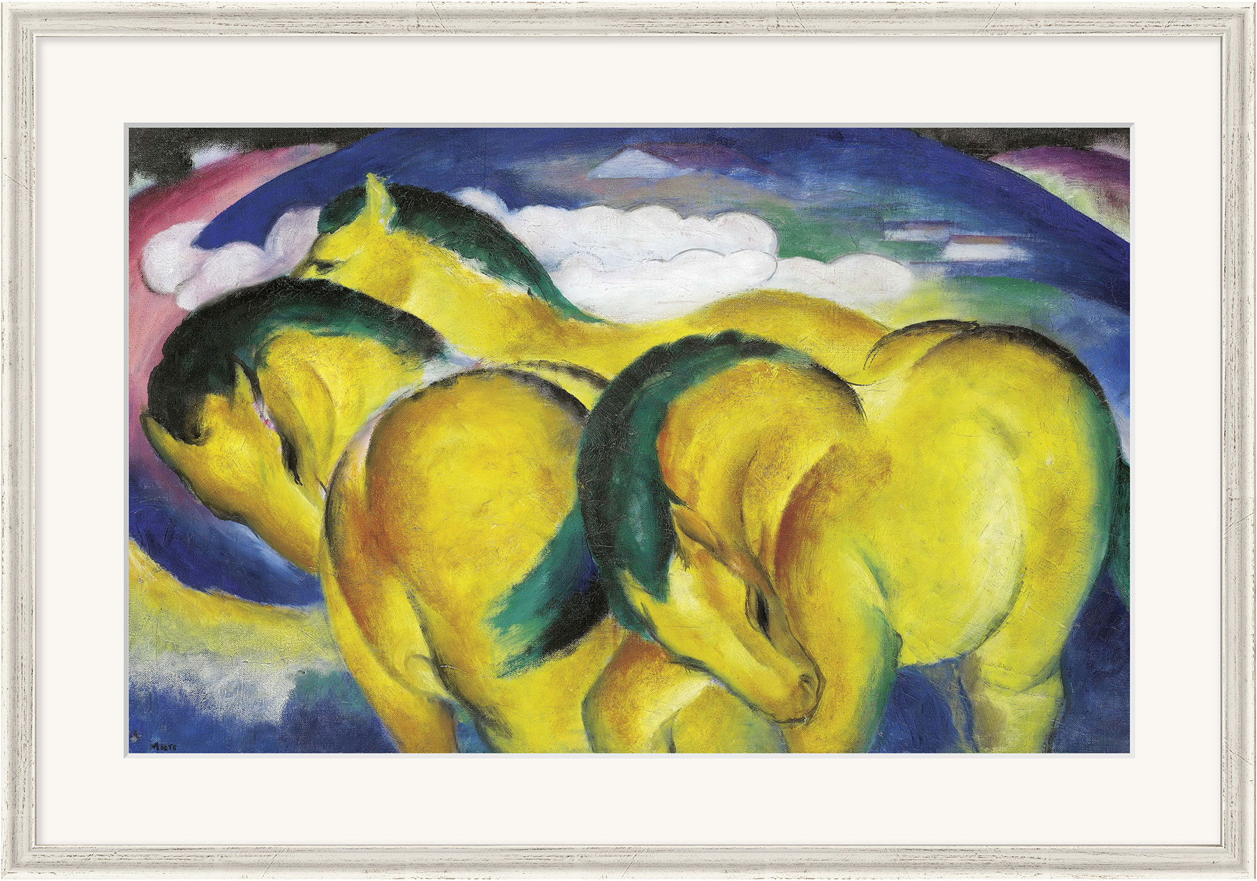 Franz Marc: Bild 'Die kleinen gelben Pferde' (1912), gerahmt