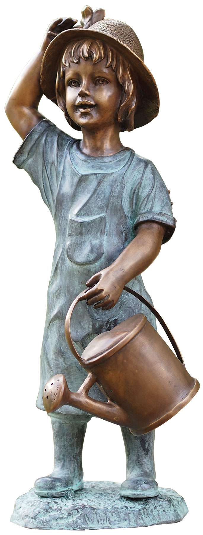 Gartenskulptur 'Mädchen mit Gießkanne', Bronze