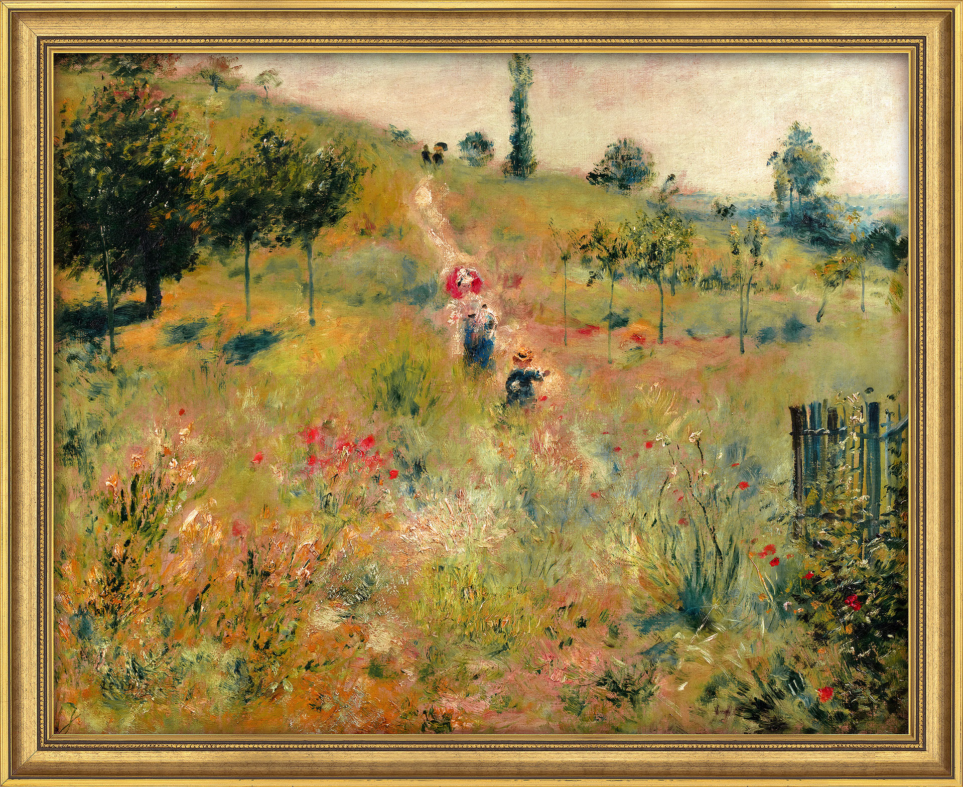 Auguste Renoir: Bild 'Ansteigender Weg' (1876/77), Version goldfarben gerahmt
