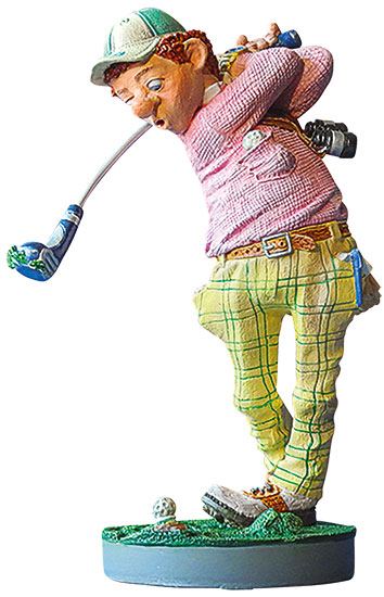 Karikatur 'Golfer', Kunstguss, Skulptur