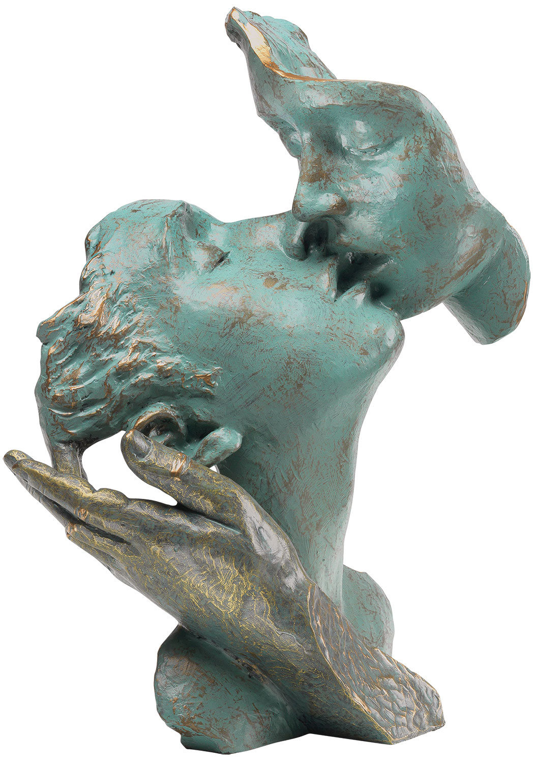 Angeles Anglada: Skulptur 'Der Kuss', Kunstguss Steinoptik