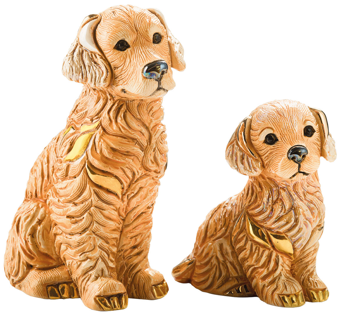 2 Keramikfiguren 'Golden Retriever Familie' im Set