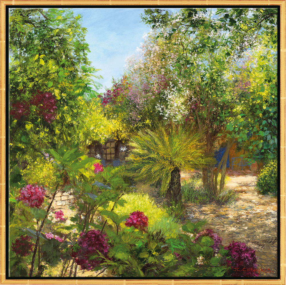 Jean-Claude Cubaynes: Bild 'Le Jardin, St. Tropez', Version goldfarben gerahmt