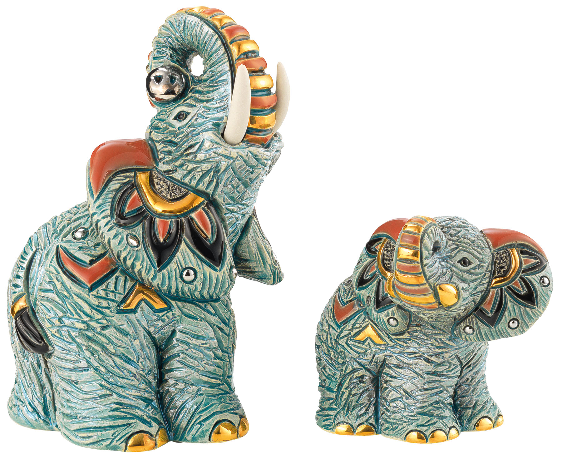 2 Keramikfiguren 'Elefantenfamilie' im Set