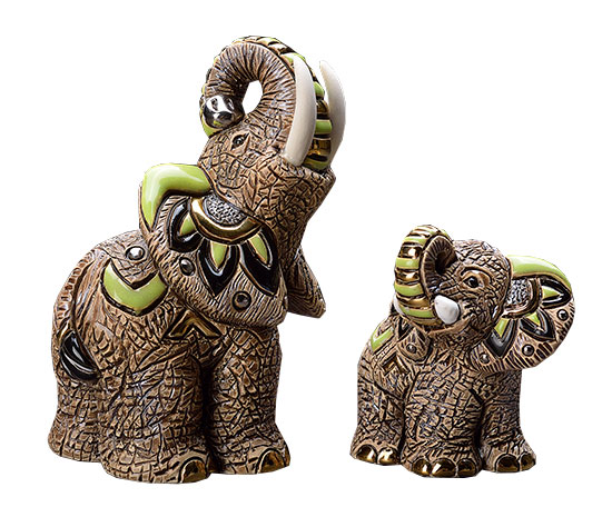 2 Keramikfiguren 'Elefantenfamilie' im Set