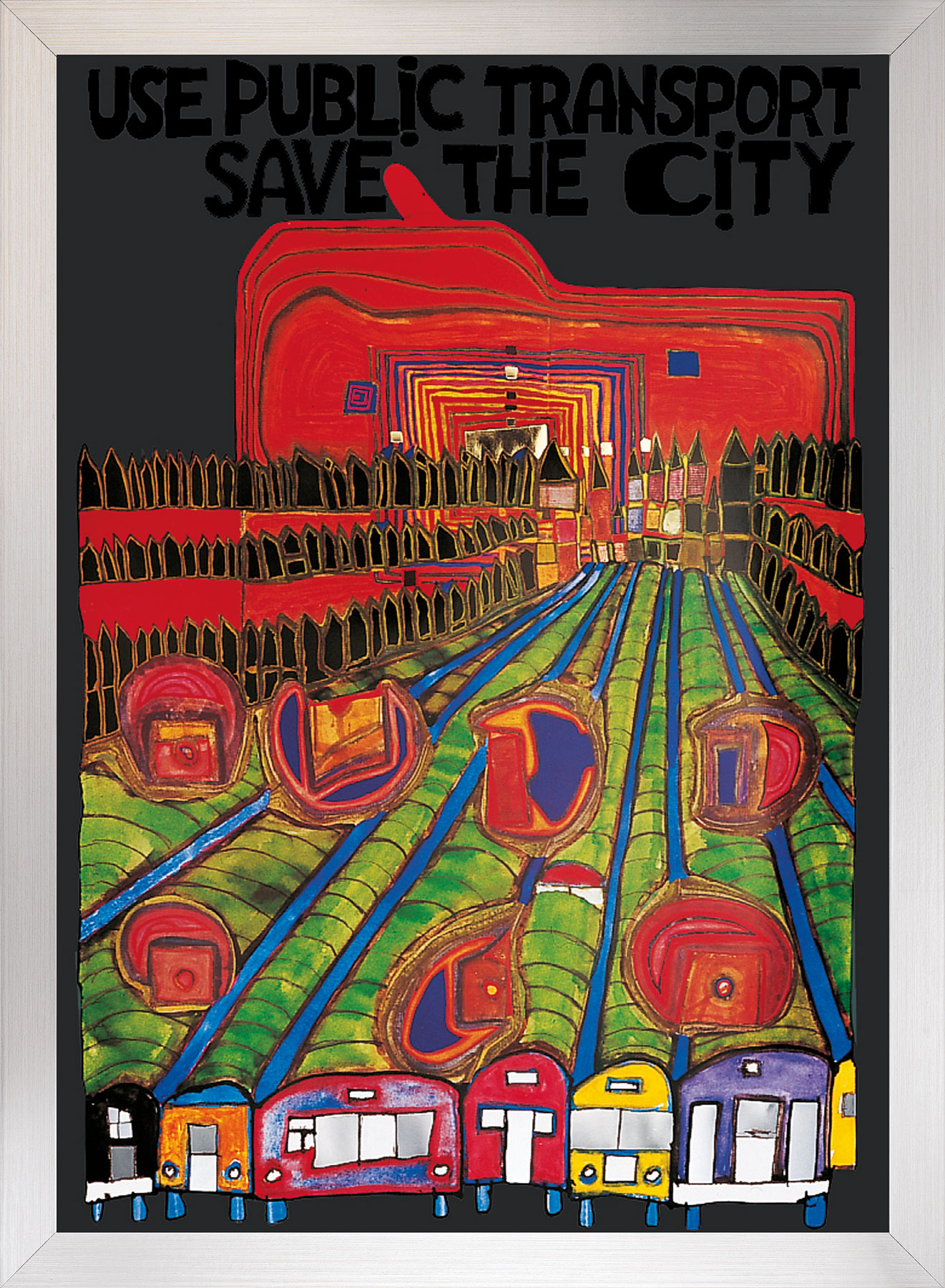 Friedensreich Hundertwasser: Bild 'Save the City', gerahmt