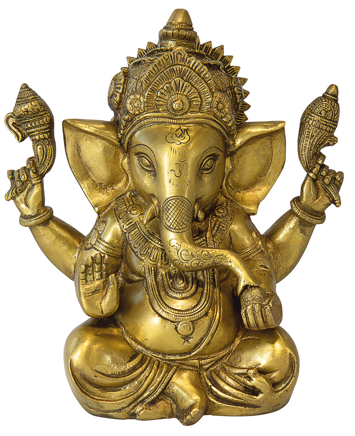 Skulptur 'Indischer Gott Ganesha', Messing Antikfinish