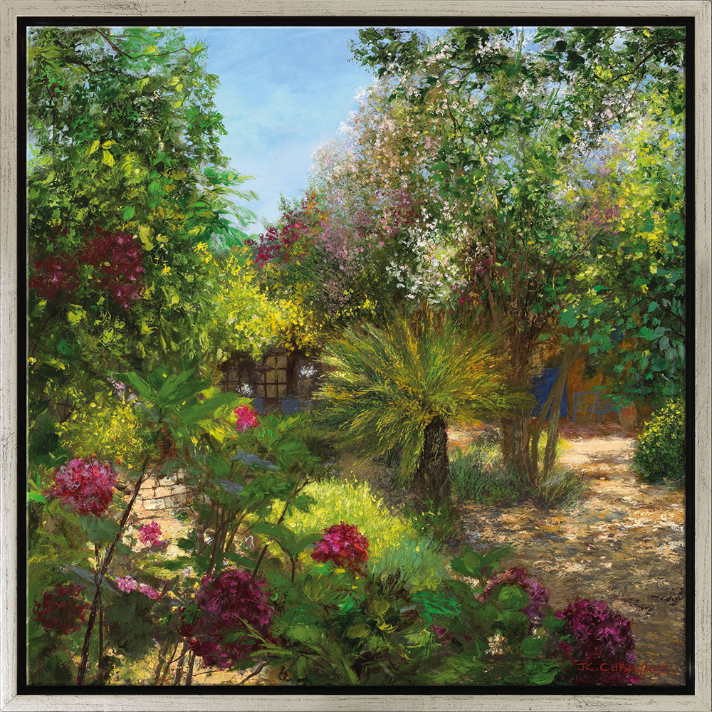 Jean-Claude Cubaynes: Bild 'Le Jardin, St. Tropez', Version silberfarben gerahmt