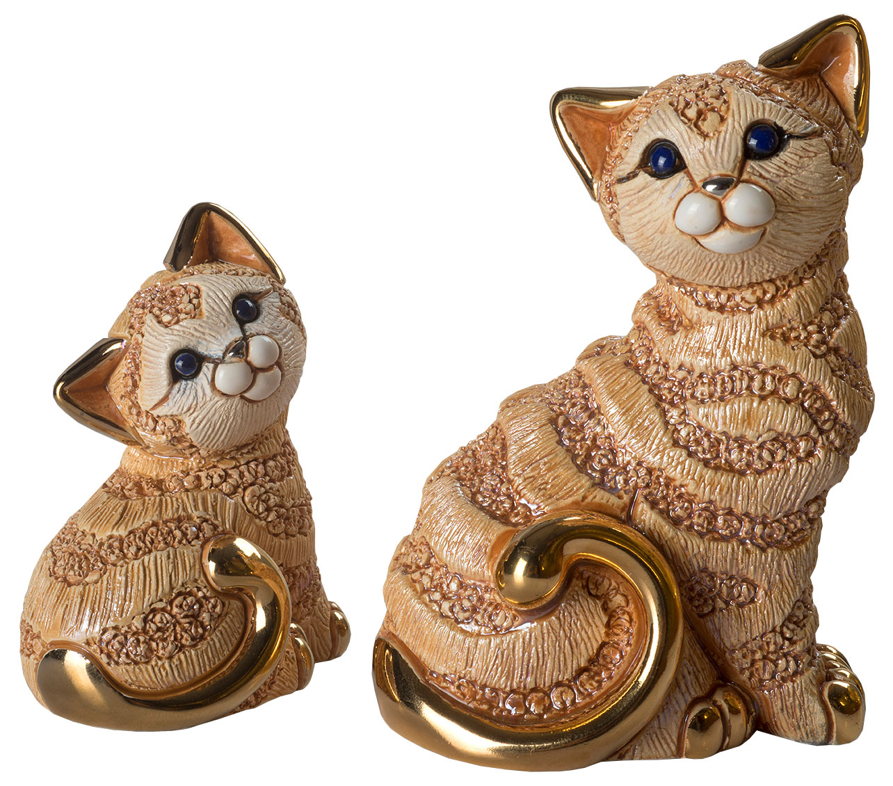 2 Keramikfiguren 'Katzenfamilie' im Set