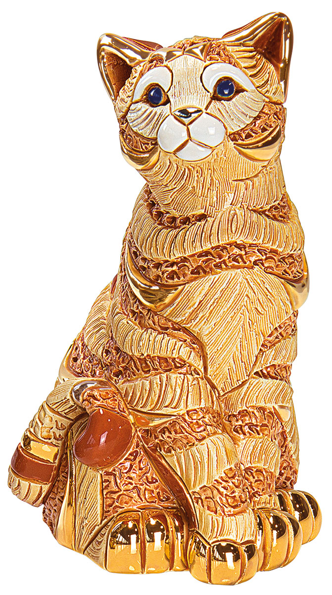 Keramikfigur 'Sitzende Katze', orange Version