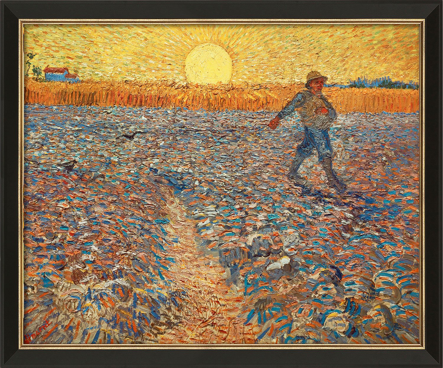 Vincent van Gogh: Bild 'Sämann bei untergehender Sonne' (1888), gerahmt