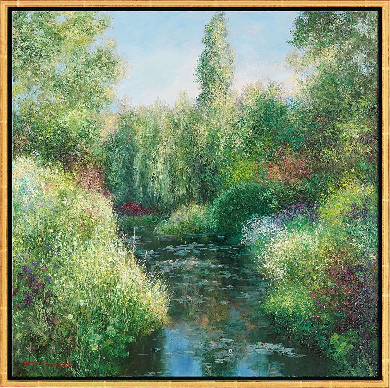 Jean-Claude Cubaynes: Bild 'Juin à Giverny', Version goldfarben gerahmt