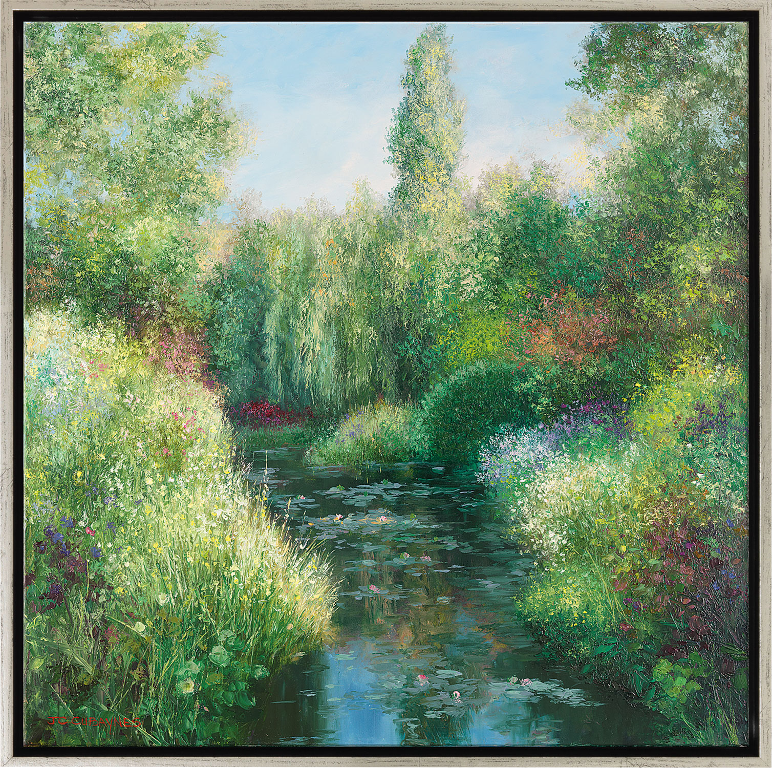 Jean-Claude Cubaynes: Bild 'Juin à Giverny', Version silberfarben gerahmt