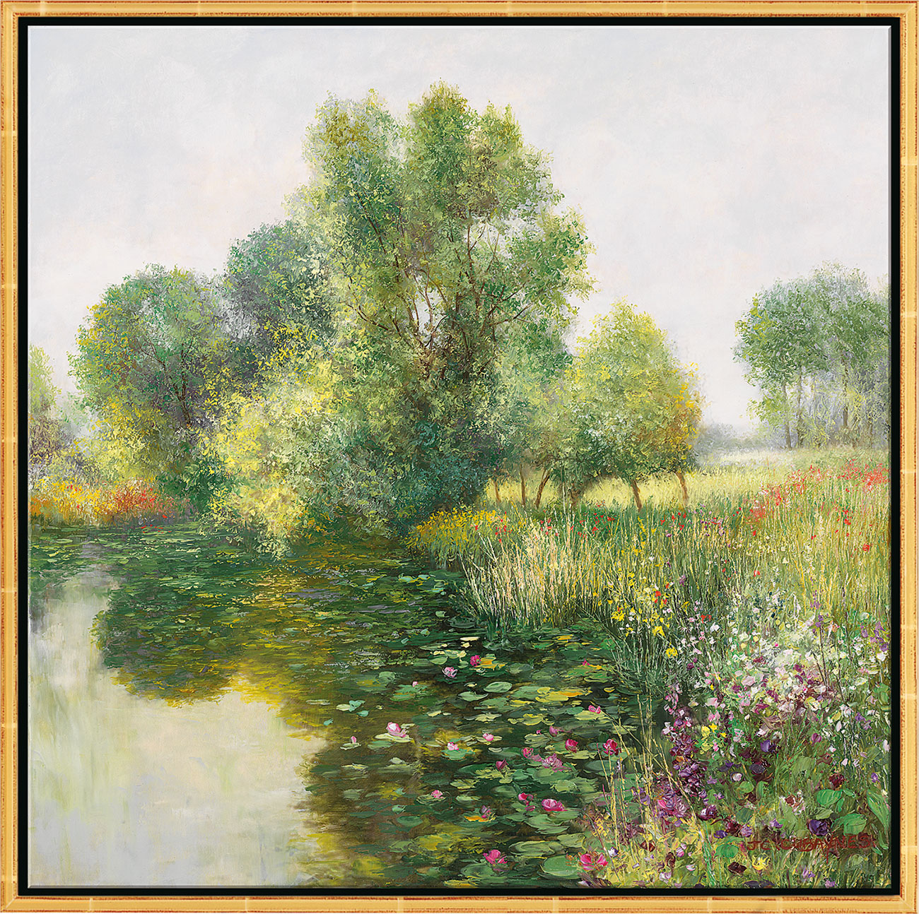 Jean-Claude Cubaynes: Bild 'Der Garten von Giverny', Version goldfarben gerahmt