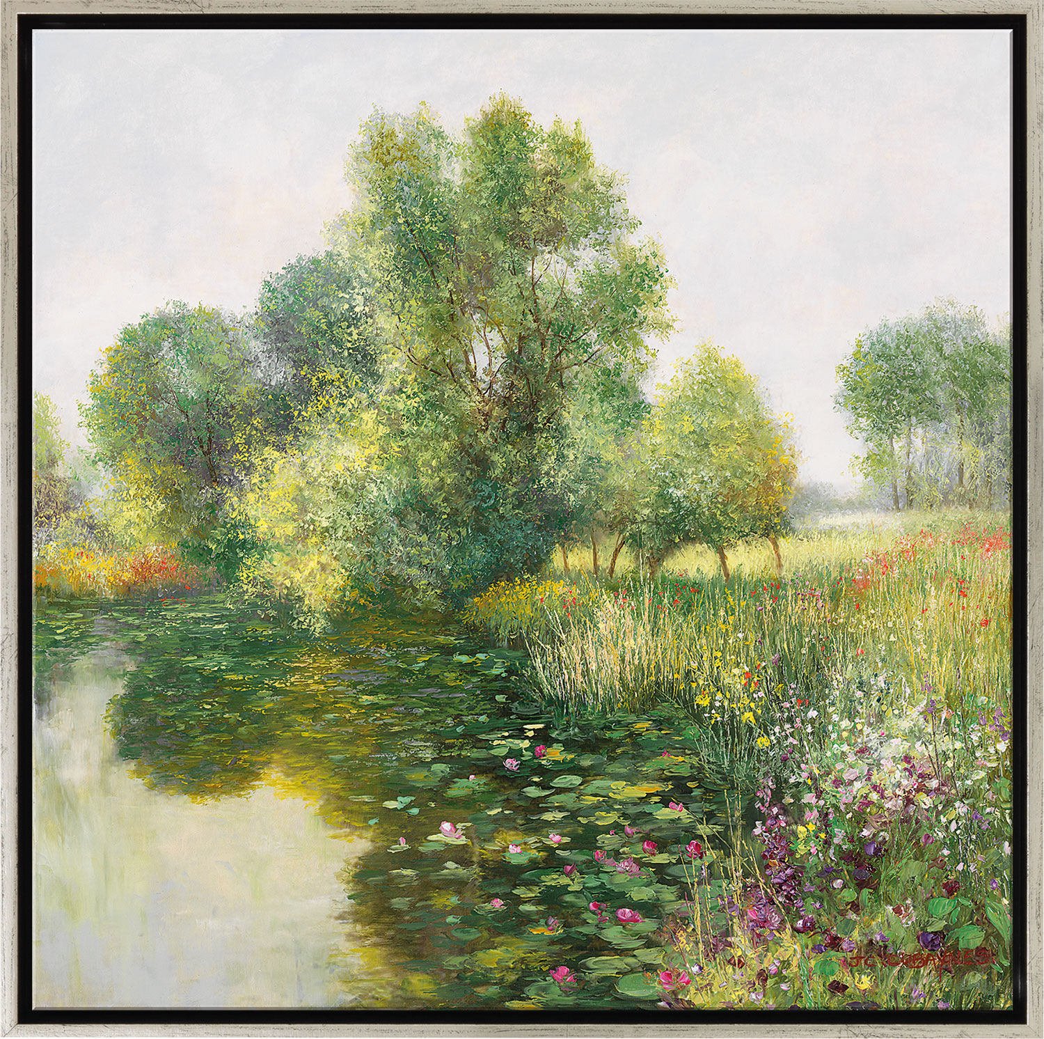 Jean-Claude Cubaynes: Bild 'Der Garten von Giverny', Version silberfarben gerahmt