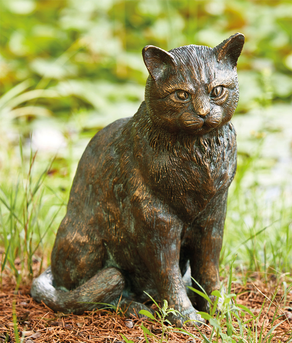 Gartenskulptur 'Sitzende Katze', Bronze