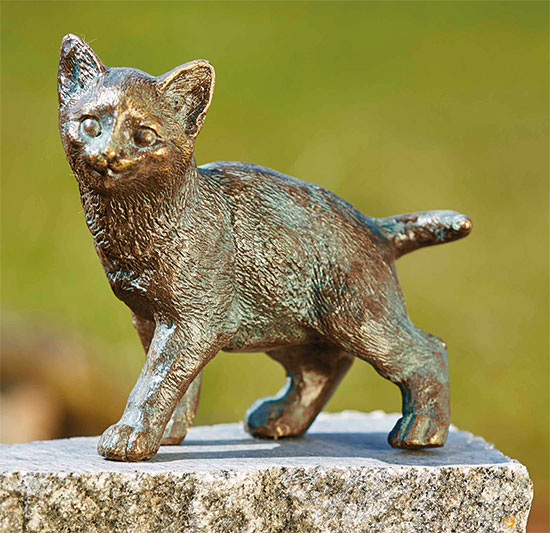 Gartenskulptur 'Junges Kätzchen', Bronze