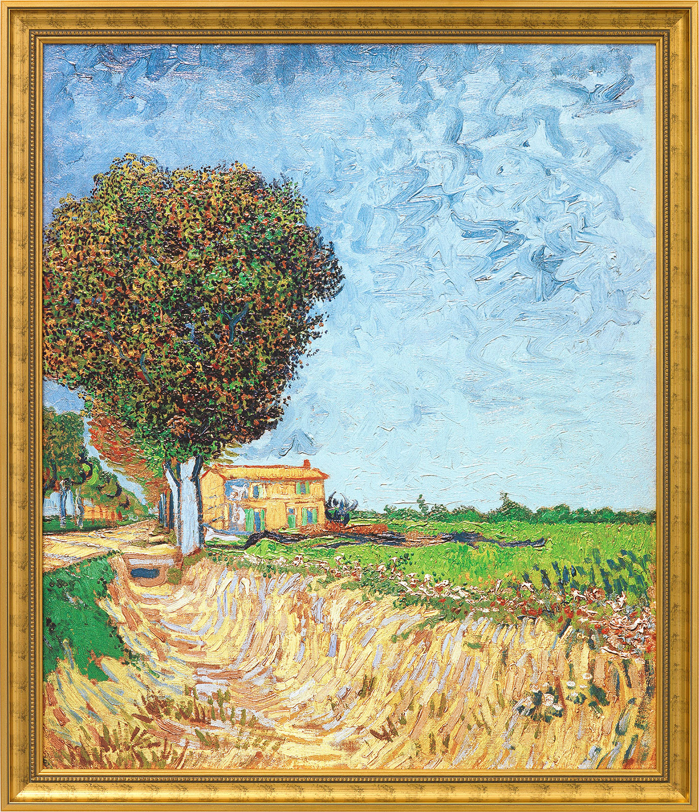 Vincent van Gogh: Bild 'Allee bei Arles mit Häusern' (1888), gerahmt