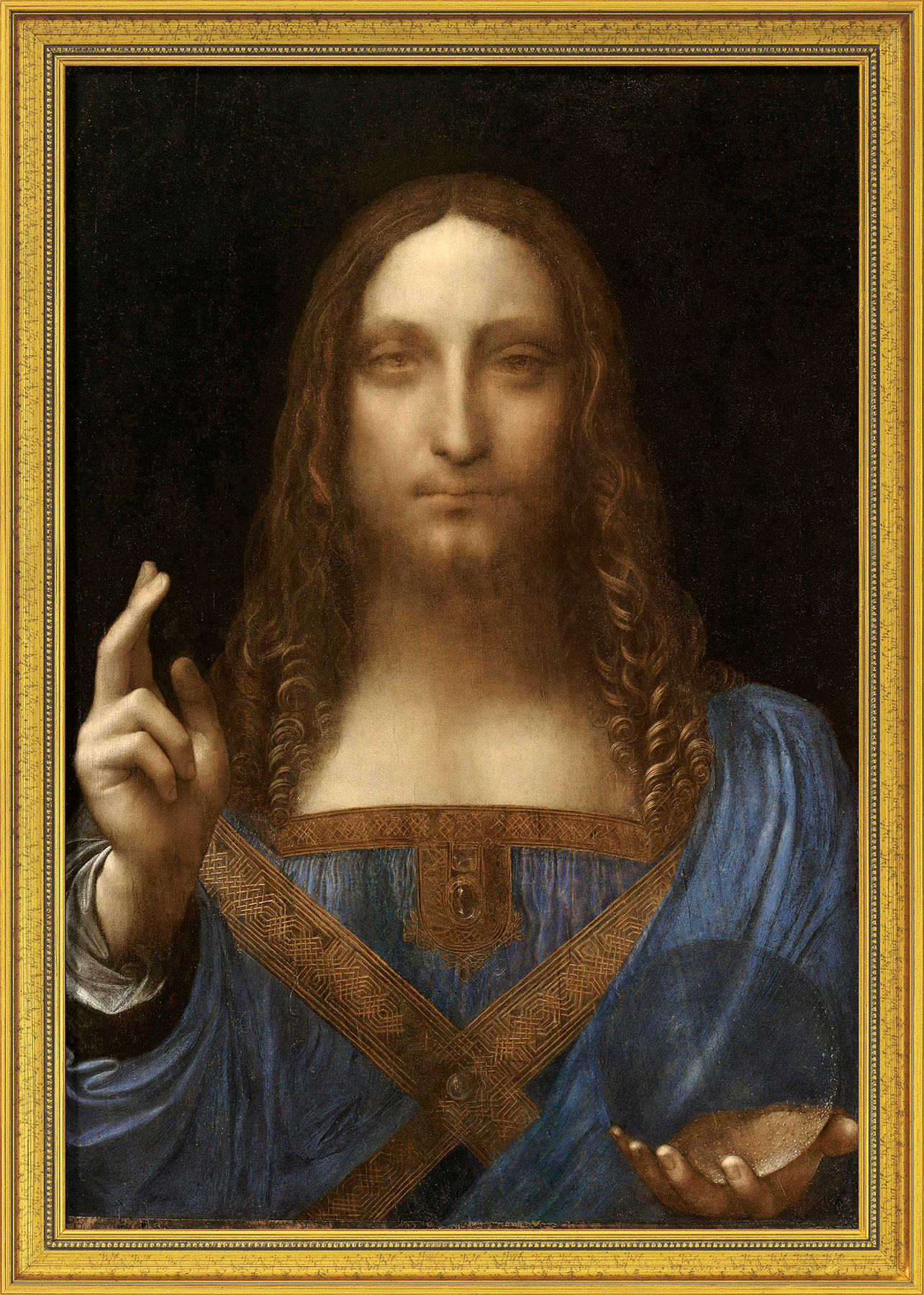 Leonardo da Vinci: Bild 'Salvator Mundi' (um 1500), gerahmt