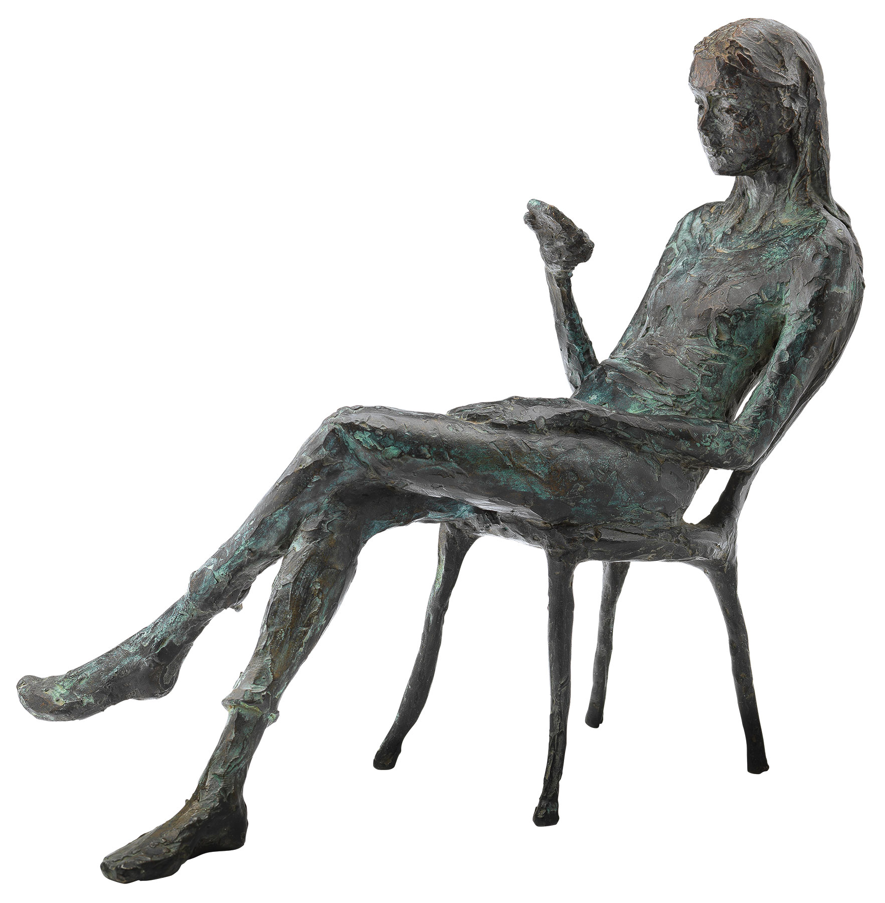 Valerie Otte: Skulptur 'In Gedanken an Dich', Version Bronze grün/grau