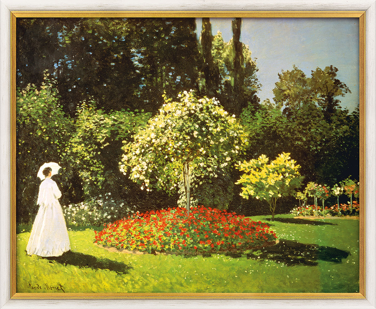 Claude Monet: Bild 'Dame im Garten' (1867), gerahmt