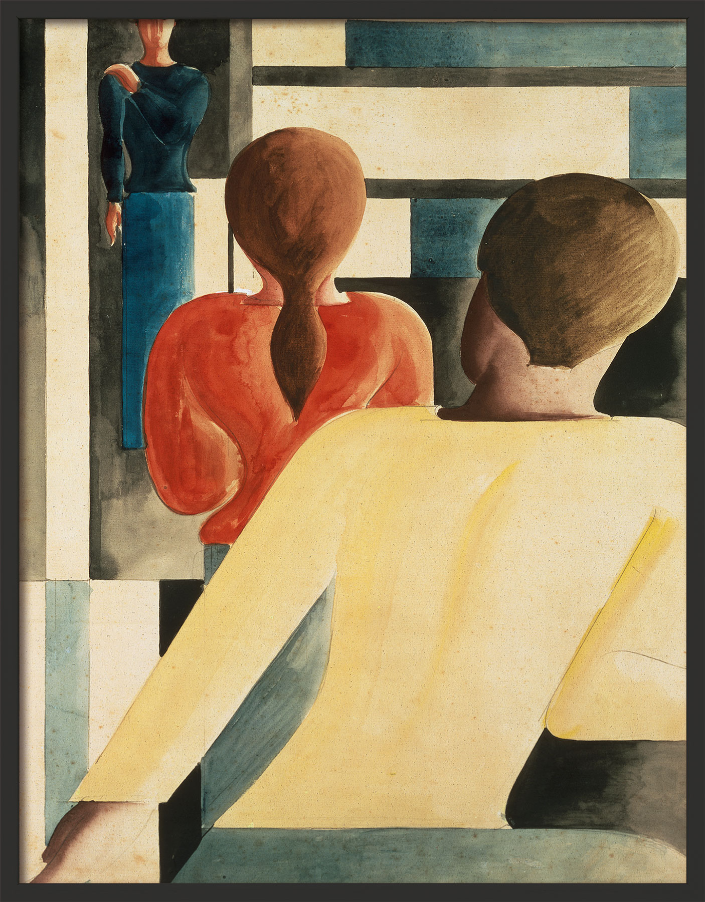 Oskar Schlemmer: Bild 'Interieur in Blau, Gelb und Rot' (1931), gerahmt