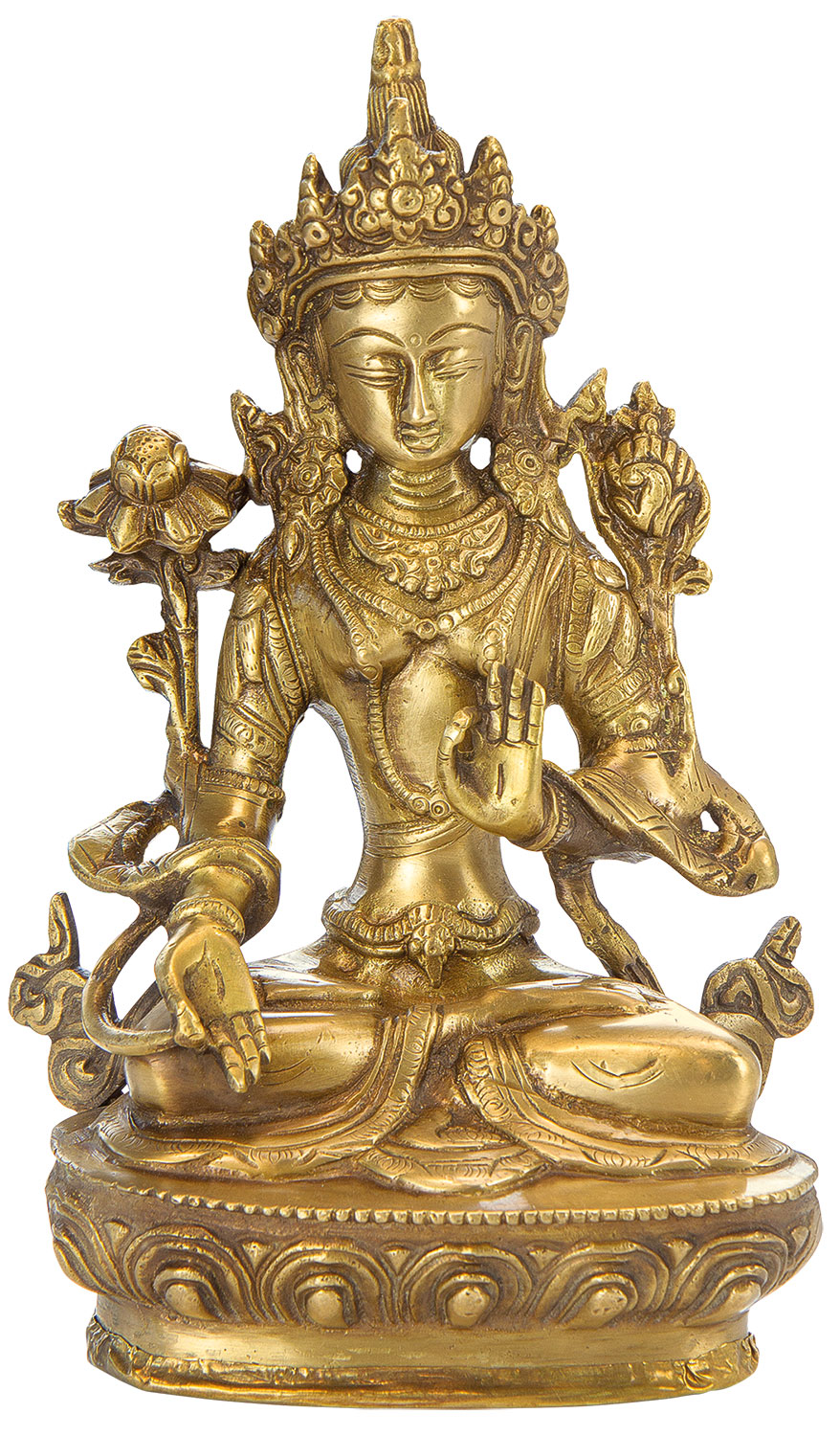 Messingskulptur 'Weiße Tara - Hüterin der Weisheit'