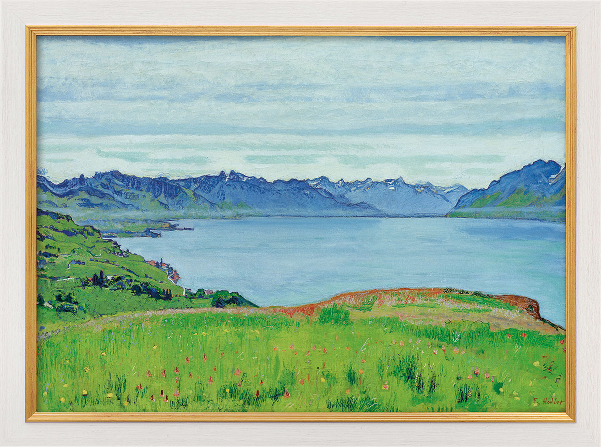Ferdinand Hodler: Bild 'Landschaft am Genfersee mit Blick gegen das Wallis' (1907), gerahmt