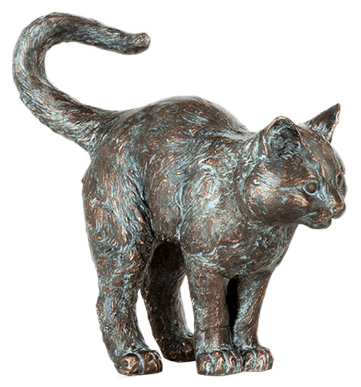 Gartenskulptur 'Stehende junge Katze', Bronze