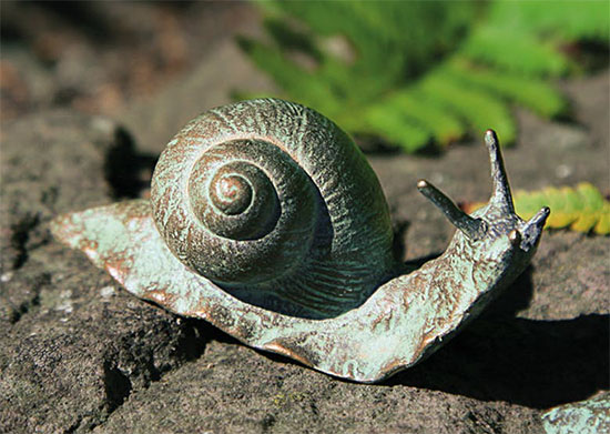 Gartenskulptur 'Schnecke Waldemar', Bronze