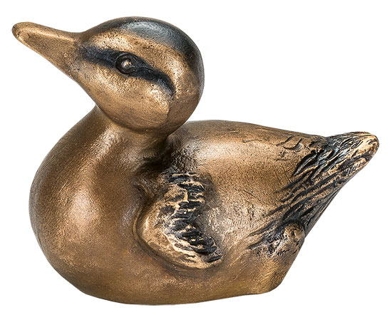 Gartenskulptur 'Entenküken Entdecker', Bronze