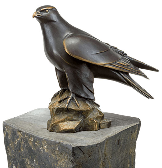 Gartenskulptur 'Männlicher Gerfalke' (ohne Säule), Bronze