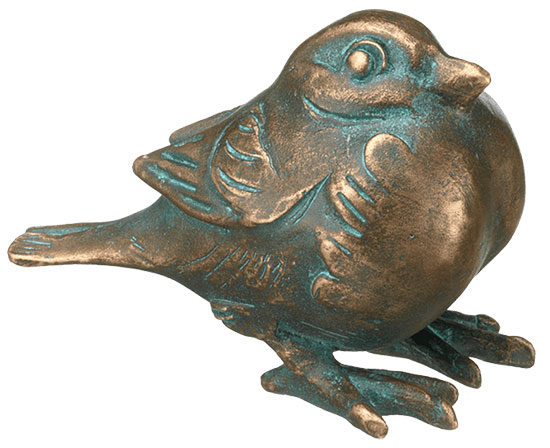 Gartenskulptur 'Spatz, ruhend', Bronze