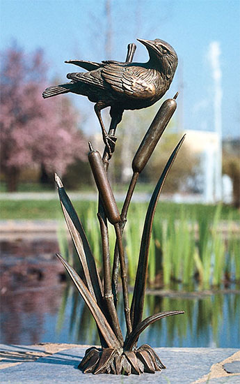 Ernst Völkl: Gartenskulptur 'Schreistar auf Schilf', Bronze