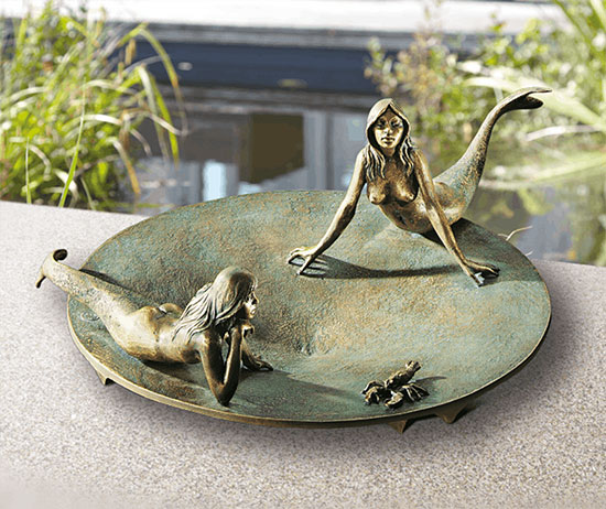 Leo Wirth: Gartenobjekt 'Badende Nixen', Bronze, Skulptur