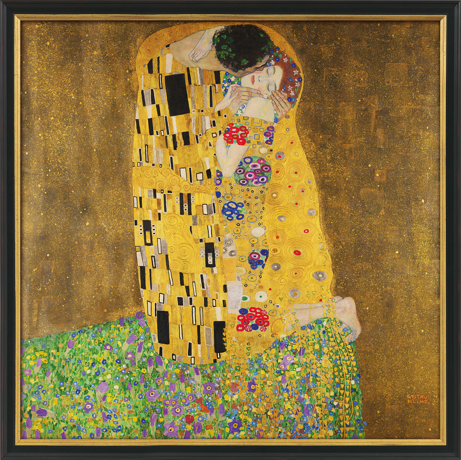Gustav Klimt: Bild 'Der Kuss' (1907-08), gerahmt