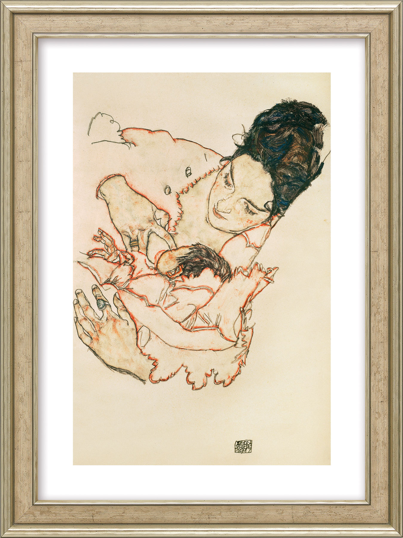 Egon Schiele: Bild 'Stillende Mutter (Stephanie Grunewald)' (1917), gerahmt