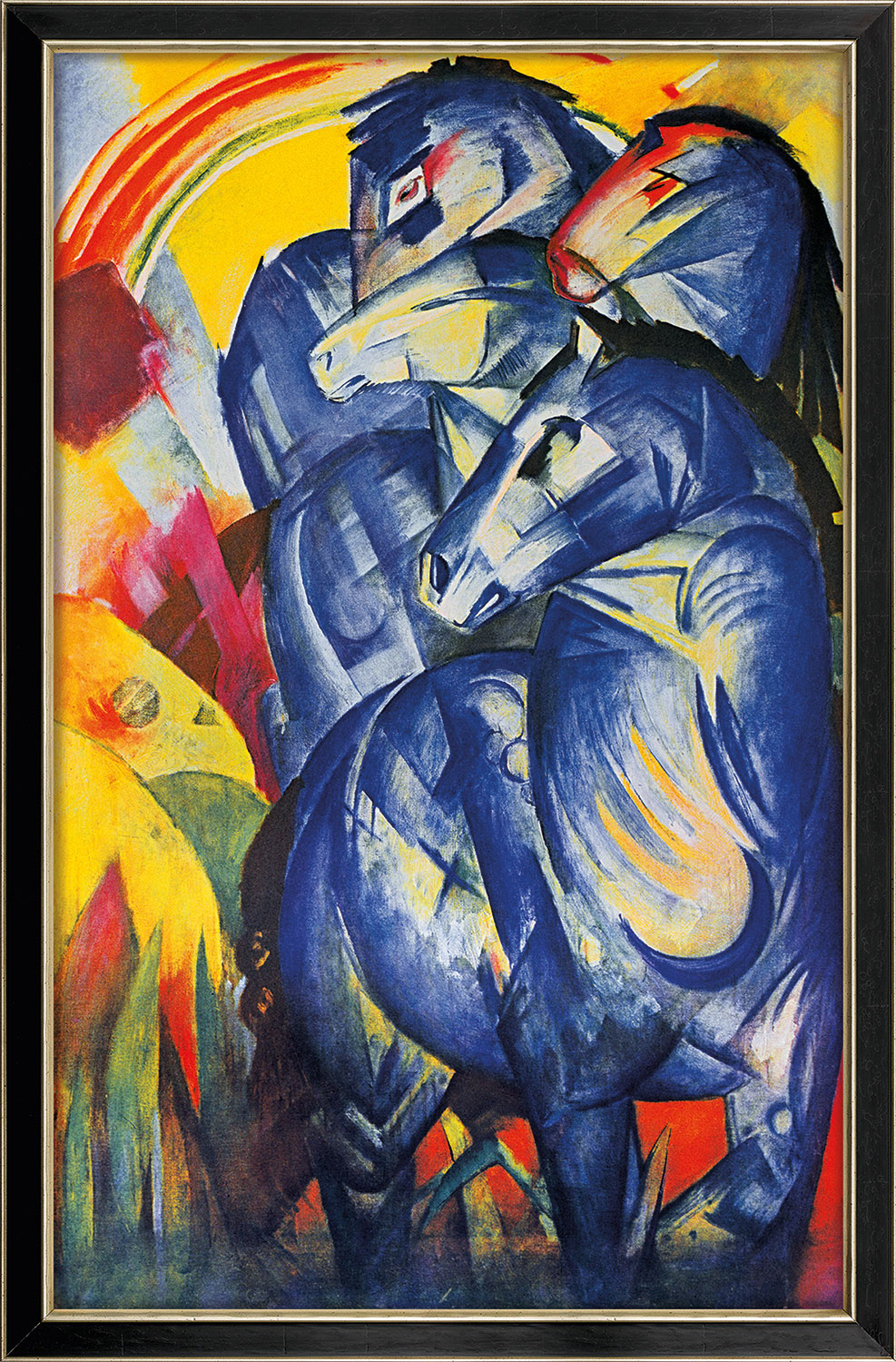 Franz Marc: Bild 'Turm der blauen Pferde' (1913), gerahmt