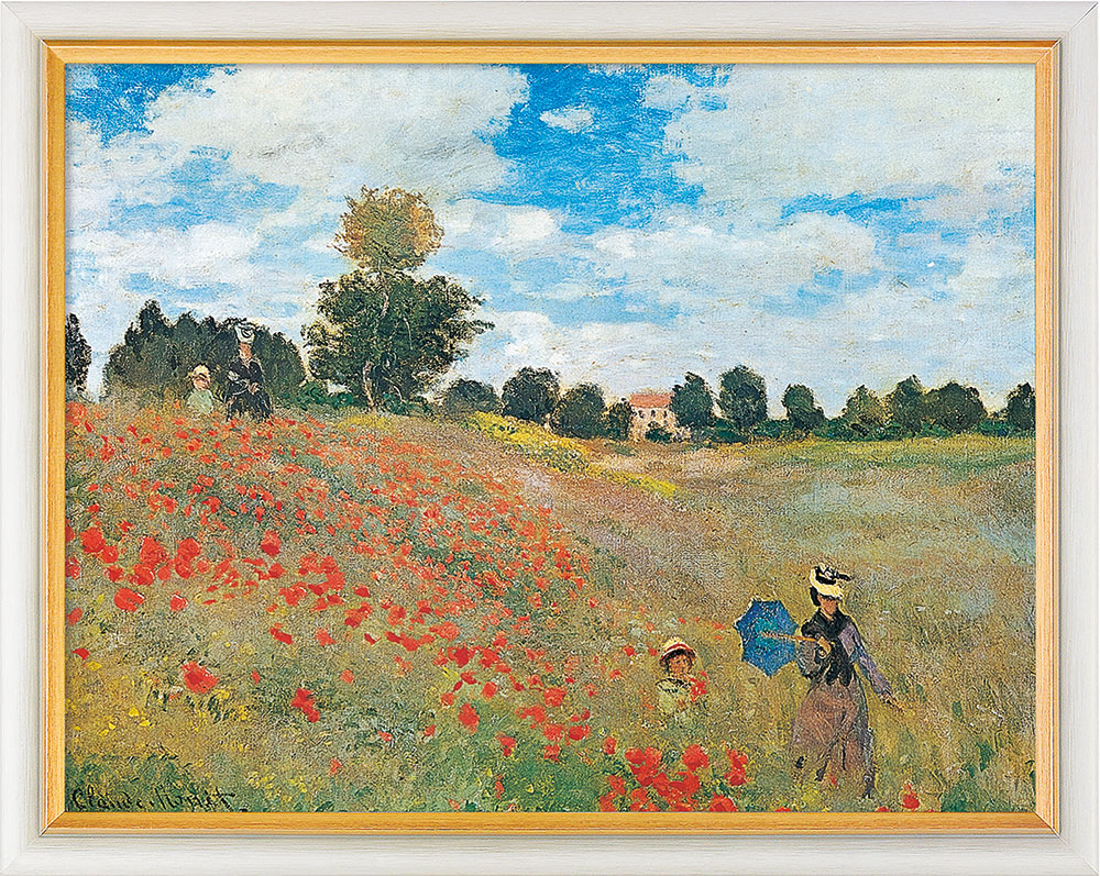Claude Monet: Bild 'Les coquelicots à Argenteuil (Das Mohnfeld bei Argenteuil)' (1873), gerahmt