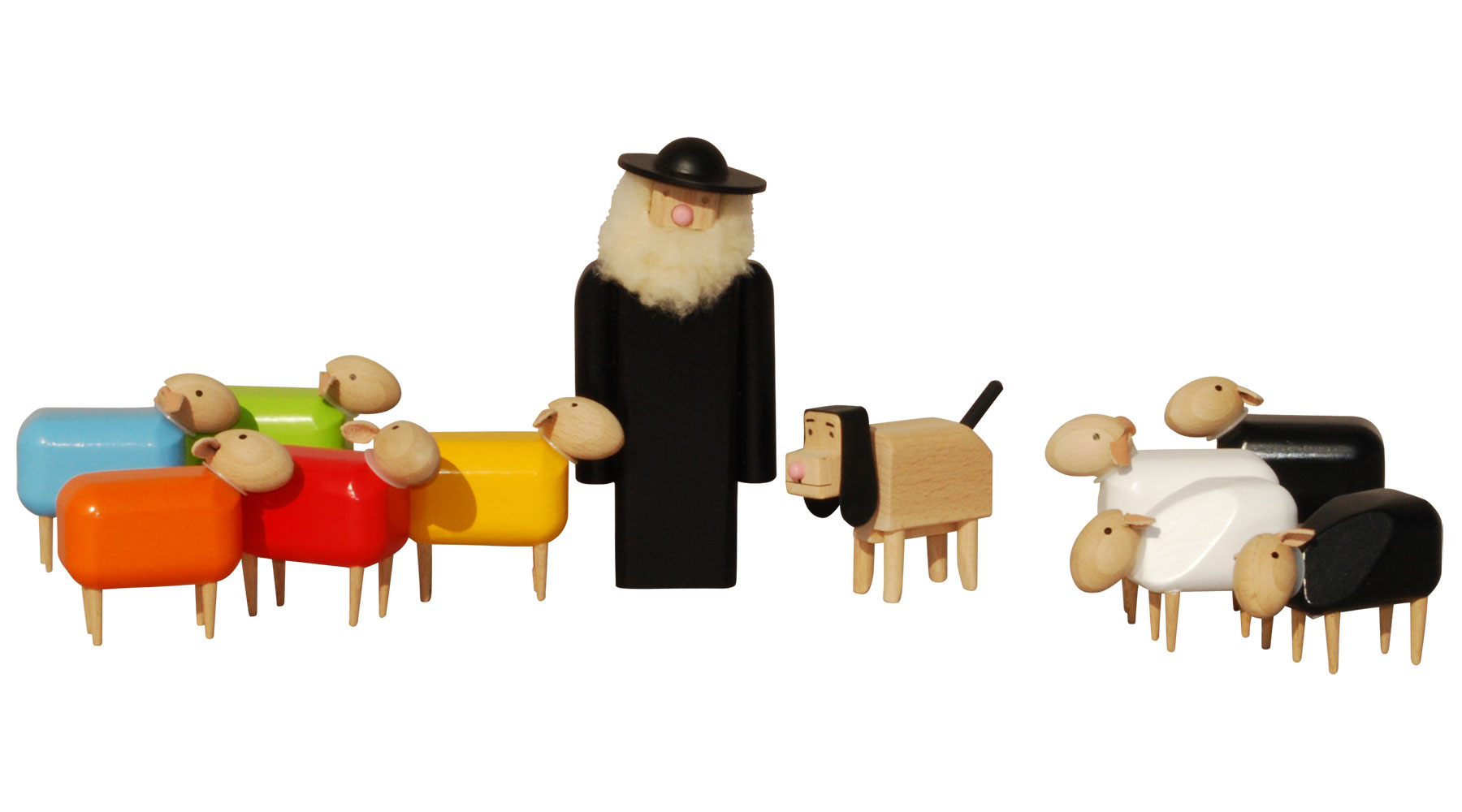 11-teiliges Holzfiguren-Set 'Schäfer mit Herde'