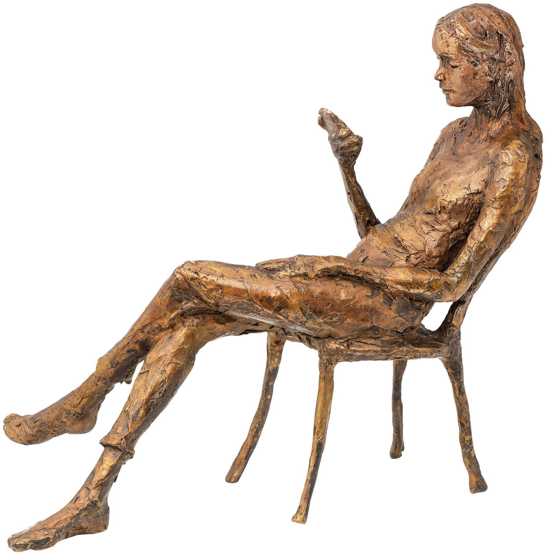 Valerie Otte: Skulptur 'In Gedanken an Dich', Version Bronze goldfarben
